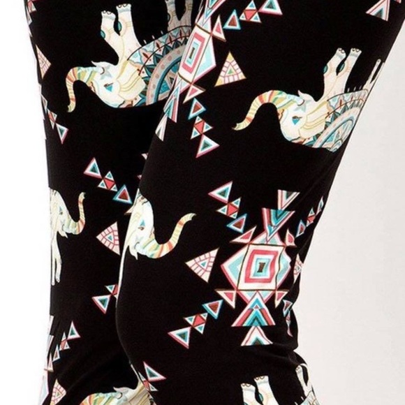 Multi Elephant CAPRI Peachskin Leggings One Size - Picture 2 of 4